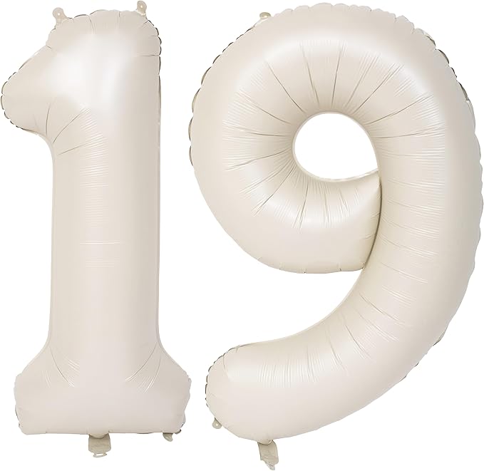 40 In Cream white Number Balloons Helium Foil Mylar Balloon Birthday Party banquet Decoration Digital 19