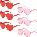 JOYIN 6 Pcs Valentine's Day Heart Shape Glasses, Rimless Sunglasses, Stylish and Safe Eyewear in Red and pink, Party Favor, Rainbow Sunglasses Candy Color Rimless Glasses for Women and Girl
