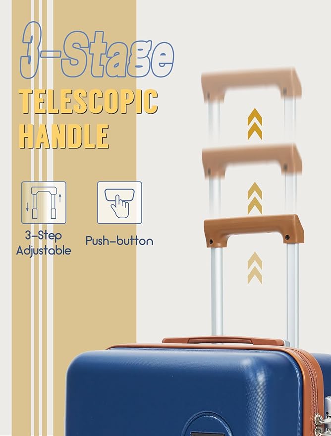 CONCEPTEN Luggage Sets 5 Piece, Suitcases with Wheels, Hardshell Suitcase Set, ABS Carry on Luggage Set with TSA Lock, Travel Luggage