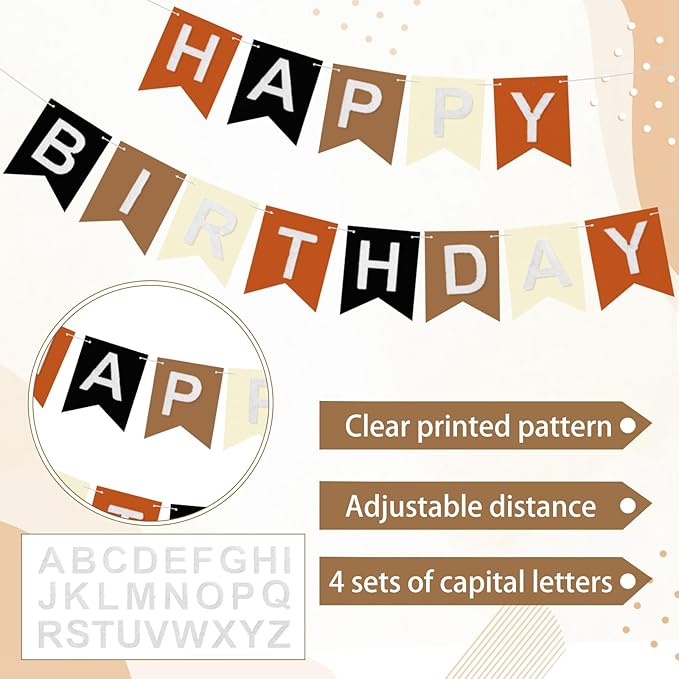 139 Pcs Felt DIY Custom Banner Kit Include 104 Letters 18 Swallowtail Flags 15 Pennants 2 Pcs Pom Pom Garland Tassel Pompom Decoration for Home Baby Shower Birthday(Brown)