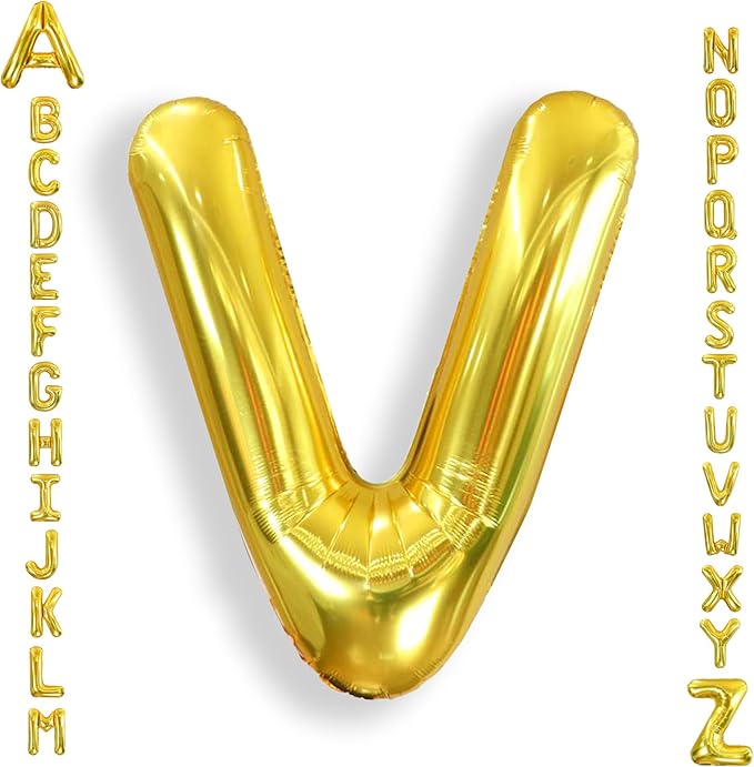 AULE 40 Inch Big Letter Balloon Gold V Large Foil Helium Alphabet Balloons A-Z for Birthday Anniversary Graduation New Year Party Decoration Supplies