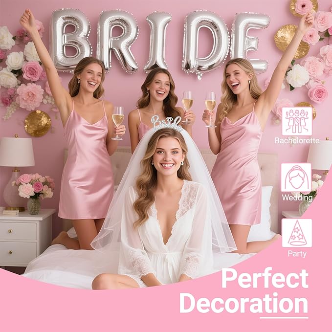 3Pcs Bride to Be Headband with Sash and Veil for Bachelorette Party Decorations, Bridal Shower Accessories for Gift, Favors
