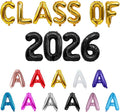 BALLOON VIBE CLASS OF 2026 Balloons - Graduation Ceremony Backdrop for Convocation - Foil Letter Balloons with Straws, Adhesive Dots & Ribbon - Class of 2026 Banner for Graduation Party Decor