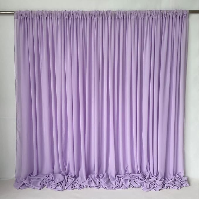 EHLDekol Sheer Chiffon Backdrop Curtains 10ft x 10ft (5ft x 2Panels)， Chiffon Fabric Drapes for Wedding, Long Sheer Curtain for Living Room, Arch Party Stage Decoration (Lavender, 120 x 120 Inch)