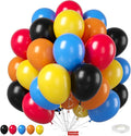 Race Car Balloons, 50Pcs 12 Inch Car Decorations with Red Blue Yellow Burnt Orange Black Party Balloons for Boy Birthday Race Car Themed Party Birthday Baby Shower Graduation Decorations