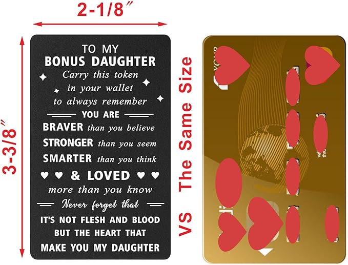 ENGZHI Stepdaughter Gifts Bonus Daughter Birthday Card - You Are Love More Than You Know - Step Adopted Girls Gifts from Stepmom Stepdad, Like A Daughter Wallet Card
