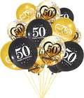 Lnlofen 30pcs 50th Anniversary Decorations Kit, 12 Inch Black Gold Happy 50 Wedding Latex Confetti Balloons, Party Supplies for 50 Year Theme Indoor Outdoor Decor