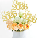 Graduation Decorations Class of 2026, 12 PCS Gold Double-Sided Graduation Centerpieces for Tables, Glitter Table Toppers, Grad Party Decorations