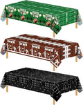 3 Pack Plastic Football Tablecloth, Superbowl Party Decorations 54 x 108 Inch Plastic Table Cloth for Rectangle Tables Disposable Touchdown Table Cover for Football Theme Party Games Decor