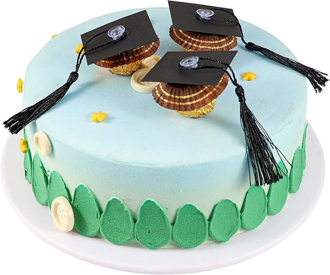 Gyufise 36Pcs Graduation Decorations 2026 Graduation Cap Cupcake Toppers Chocolate Decorations Mini Grad Cap Decor with Tassel Adhesive Dots for Class of 2026 Congrats Grad Black