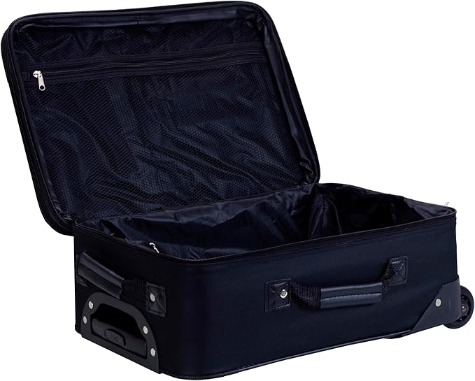 Rockland Fashion Softside 2 Piece Luggage Set, Expandable, (14" Tote/19" Upright), Black Gray