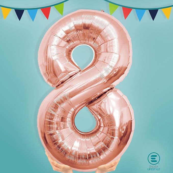40 Inch Large Rose Gold Number Celebration and Decoration Balloon for Birthday Parties, Graduations, Anniversaries, Weddings, Photo Shoots, Special Events (Rose Gold Number 8)