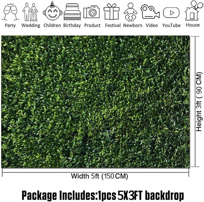 Nature Spring 3D Green Leaves Theme Photo Background Wedding Birthday Party Newborn Baby Shower Photography Backdrops Zoo Decor Shoot Props Bannner (5x3 FT)