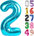 Light Blue Number 2 Balloon 40 Inch, 2nd Birthday Decoration for Toddlers Girls Boys, Sparkling 2 Number Balloon Party Decor