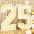 4ft Light Up Numbers 25 Number with Lights Bulbs White Marquee Frame Slots-in for 25th Birthday Party Decorations Pre-Cut Mosaic Cardboard Large Cut-Out Thick Foam Board 25 Sign Graduation New Year