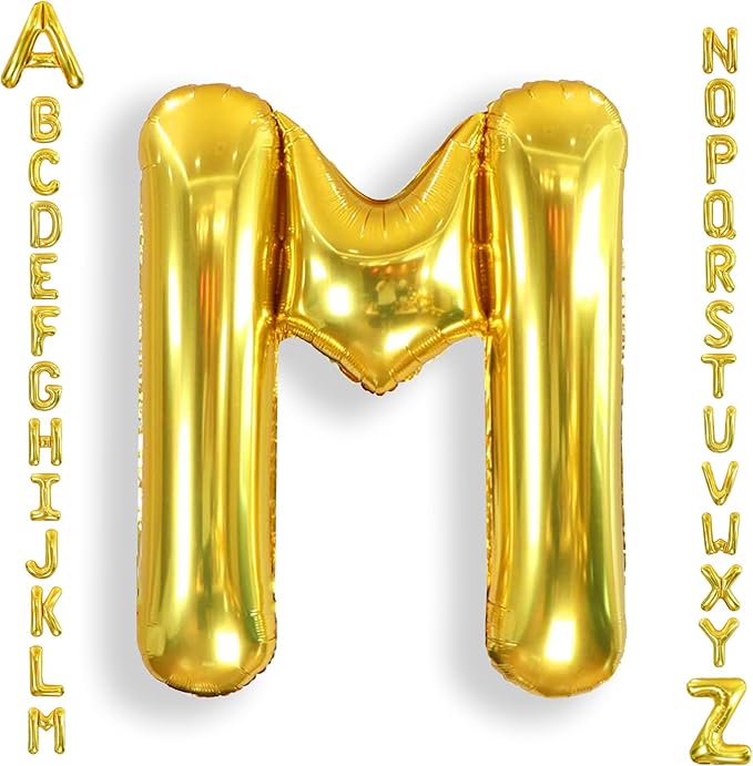 AULE 40 Inch Big Letter Balloon Gold M Large Foil Helium Alphabet Balloons A-Z for Birthday Anniversary Graduation New Year Party Decoration Supplies