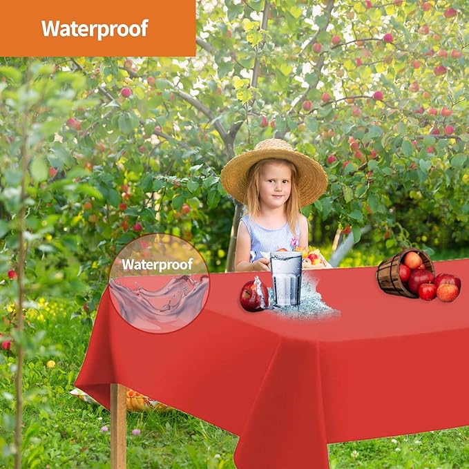 Party Dimensions Red Disposable Plastic Tablecloth for Rectangle Tables (48 Pack) Premium Decorative Table Cloths for Parties, Events & Weddings, Indoors & Outdoors, 54 x 108 inches