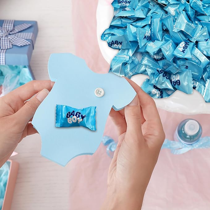 Baby Boy Buttermints - 100 Count - Baby Shower Blue Butter Mints Individually Wrapped - Baby Shower Candy - Perfect For Gender Reveal Parties, Hospital Goodie Bags, Welcome Baby Parties, And More