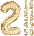 40 inch White Gold Number Balloon Giant Foil Helium Balloons Champagne Gold Number 2 Balloon for 2nd Birthday Party Decorations