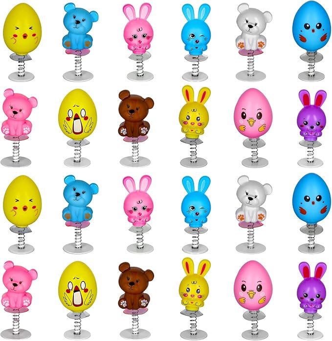 MGparty 24Pcs Easter Jumping Popper Toys Easter Basket Fillers Gifts Party Favors Supplies Stocking Stuffers Gifts for Kids Boys Girls Toddlers Bulk for Classroom Treasure Box Prizes
