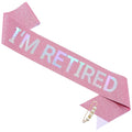 Officially Retired Elegance Sash - Retirement Sash for Both Women and Men with Pearl Safety Pin. Perfect for Retirement Parties, Events, and Thoughtful Novelty Gifts (3 Pink, Large)