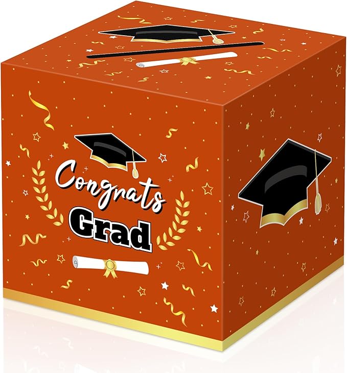Graduation Decorations 2026 Orange Graduation Card Box Graduation Party Decorations,Graduation Box,Congrats Grad Gifts Box for 2026 Graduation Party Supplies Favors
