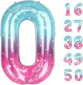 40 Inch Starry Balloon Number 0 Balloons,Jumbo Mylar Foil Helium Balloon for 10 20 30 40 50 60 70 80 90 100 2025 Birthday Digital Balloons for Birthday Party,Wedding Anniversary Party Decorations