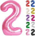 Pink Number 2 Balloon 40 Inch, 2 Balloon Number, 2nd Birthday Decorations for Baby Girls Boys Toddlers