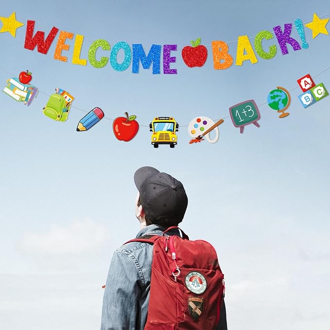 Welcome-Back To School Party-Decorations Supplies-Banner - 2pcs Rainbow Colorful Hanging Swirls Streamers,Kids Boys Girls Kindergarten College High Middle School Ceiling Garland Decor Panduola