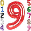 40 Inch Red Number 9 Balloon, Giant 9 Number Balloons for 9th Birthday Decorations, Party Supplies for Baby Boy Girl, Red Party Decor