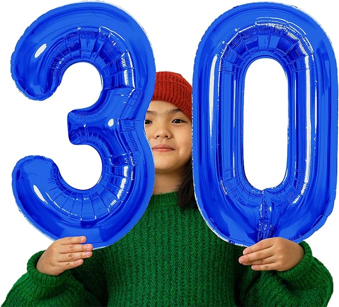 Number Balloons Navy Blue Balloons - Giant Number 30 Balloon, Blue 30th Number Balloon Birthday Decorations for Him