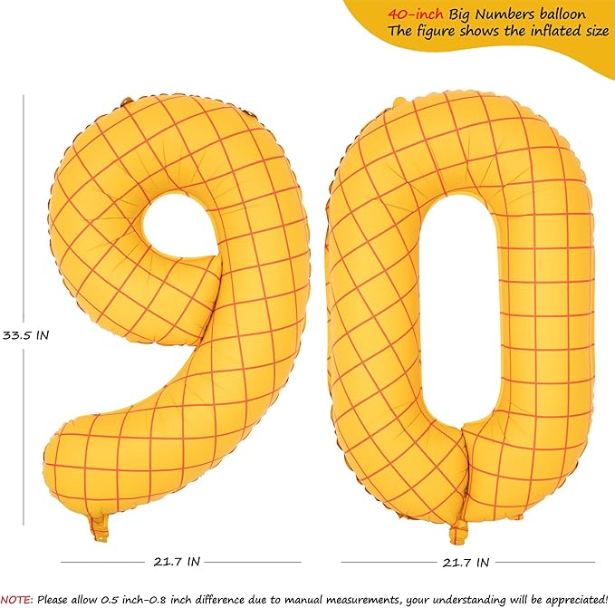40-Inch Large Number Balloon Toy Inspired Story Matte Yellow Birthday Balloon Western Rodeo Party Supplies Boy Girl Story Anniversary Kids Birthday Party Cowboy Farm Themed Baby Welcome Decorations
