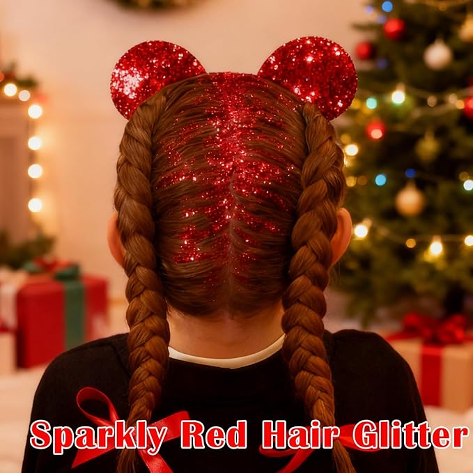 Red Body Hair Glitter Stick for Kids,Valentines Day Makeup Chunky Sequins Face Glitter Singer Concert for Women, Halloween Glitter Paint,Waterproof Shimmer Carnival Festival Rave Accessories