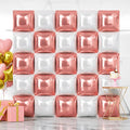 NISOCY 25PCS Rose Gold White Square Foil Balloons Wall Backdrop Double Sided White Rose Gold Balloon Arch Kit for Birthday Wedding Engagement Bridal Shower Valentine Party Decoration