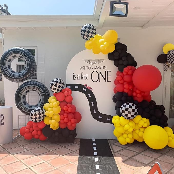 134pcs Balloons Race Car Birthday Party Supplies Decorations for Boys - Racing car Theme Party Supplies Happy Birthday Racecar Number Balloons Garland Kit Vroom Birthday Party Decorations