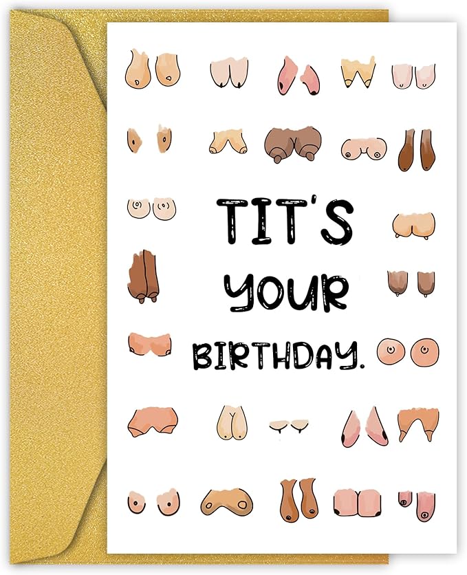 PIUST Funny Birthday Card for Him Her, Tit's Your Birthday Card for Women Men, Cheeky Boob Card for Husband Boyfriend Wife Girlfriend (17)