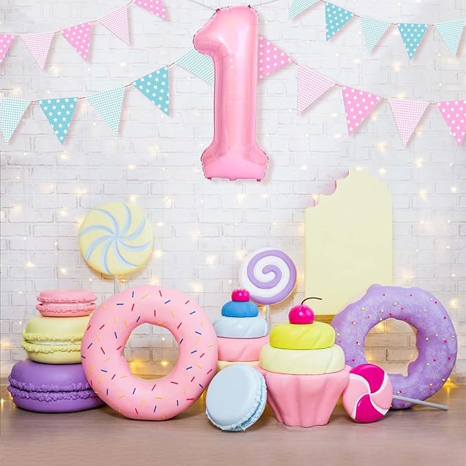 Number 1 Balloon 40 Inch Pink Number Balloon Foil Mylar Alphabet Balloon for Birthday Wedding Baby Shower Party Large Number Balloon