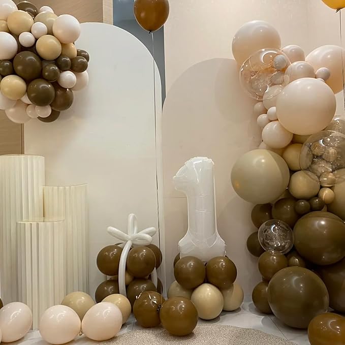 105pcs Brown Balloons 12inch Party Latex Balloons for Boys Girls Birthday Baby Shower Gender Reveal Wedding Sunflower Party Decorations