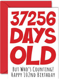 Stuff4 102nd Birthday Card for Men Women Him Her - 37256 Days Old - Funny One-Hundred Second Happy Birthday Card for Grandma Grandpa Gran Mom Dad, A5 Humor Joke Greeting Cards