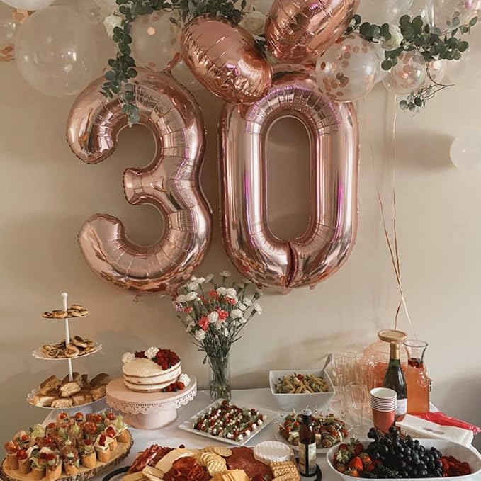 40 Inch Rose Gold Number Balloon 3, Large Number Foil Balloons Mylar for Girl Boy Birthday Party Celebration Decorations Supplies, Digital Balloons for Wedding Anniversary Events Decorations