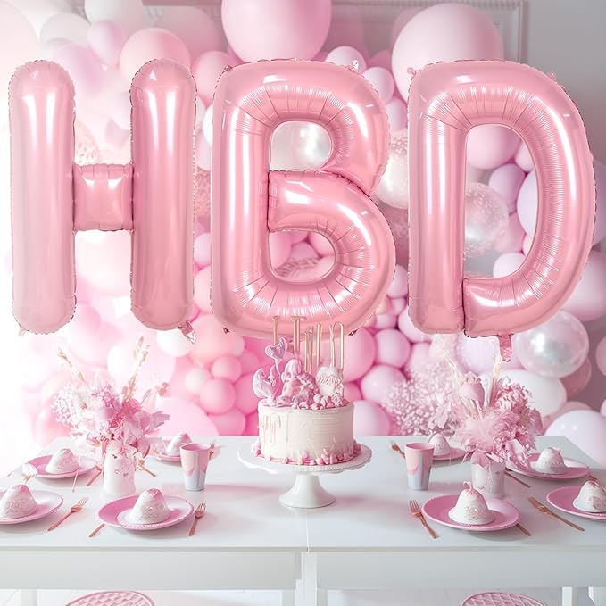 Biapian 40 Inch Giant Pink M Balloon - Single Alphabet M Foil, Light Pink Name Letter Balloon for Girls Women Birthday Party Decoration, Baby Shower, Anniversary Supplies