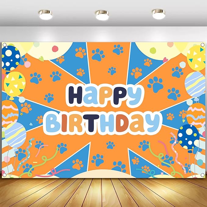 5x3ft Blue Dog Theme Backdrop Cartoon Photography Background Kids Boys Birthday Party Decorations Photo Booth Banner Props