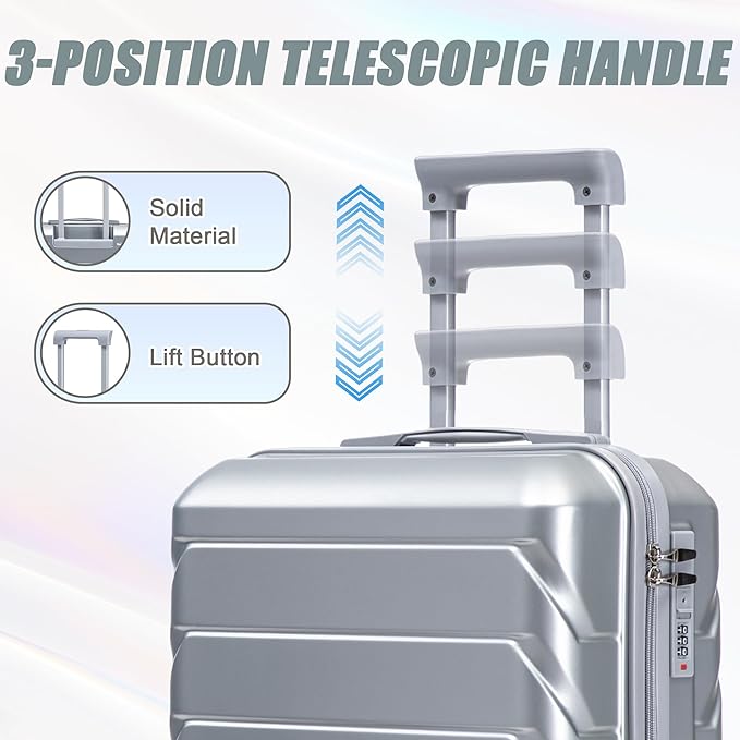 20+14 Inch Hardside Luggages, Lightweight Durable ABS Suitcase Spinner Wheels