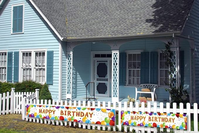 Birthday Banner Happy Birthday Sign Huge Balloon Banner Decorations Supplies Colorful Fence Outdoor Giant Sign Photo Prop Backdrop Outside Decoration 6 Feet
