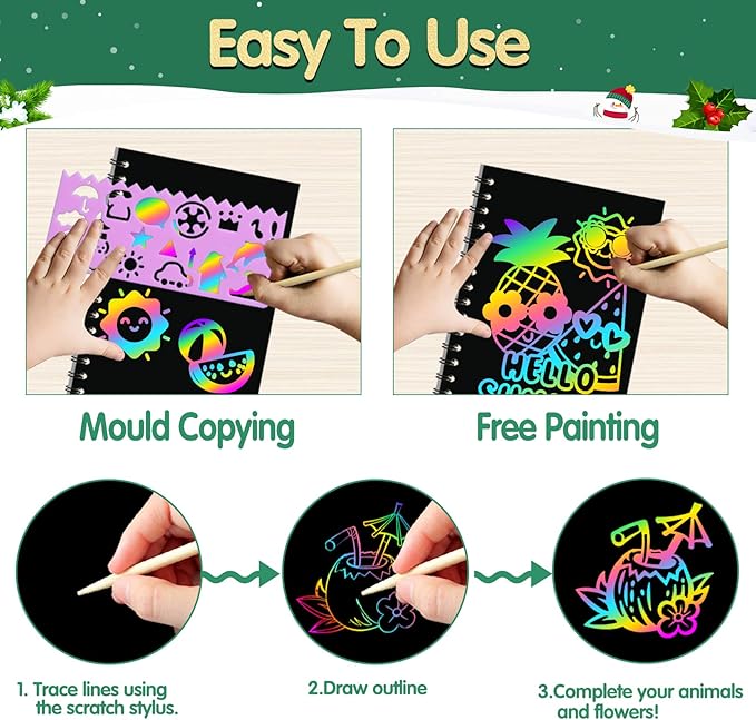 ZMLM 24 Pack Scratch Art Party Favors: Birthday Party Favors for Kids 4-8, Bulk Rainbow Scratch Notebook Paper Pads, Goodie Bags Stuffers Girls Boys Classroom Gifts Crafts Toys Easter Basket Stuffers