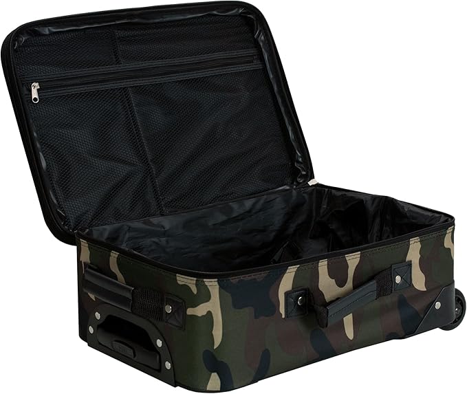 Rockland Fashion Softside 4 Piece Luggage Set, Expandable, (14" Tote/19"/24"/28"), Camo