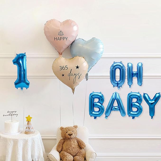 2 Set 20 Pcs Number Balloons 16 Inch Blue 0-9 Number Mylar Foil Balloons Blue Custom Digital Balloons for Birthday Party Engagement Graduations Anniversary Baby Shower Decor Party Supplies