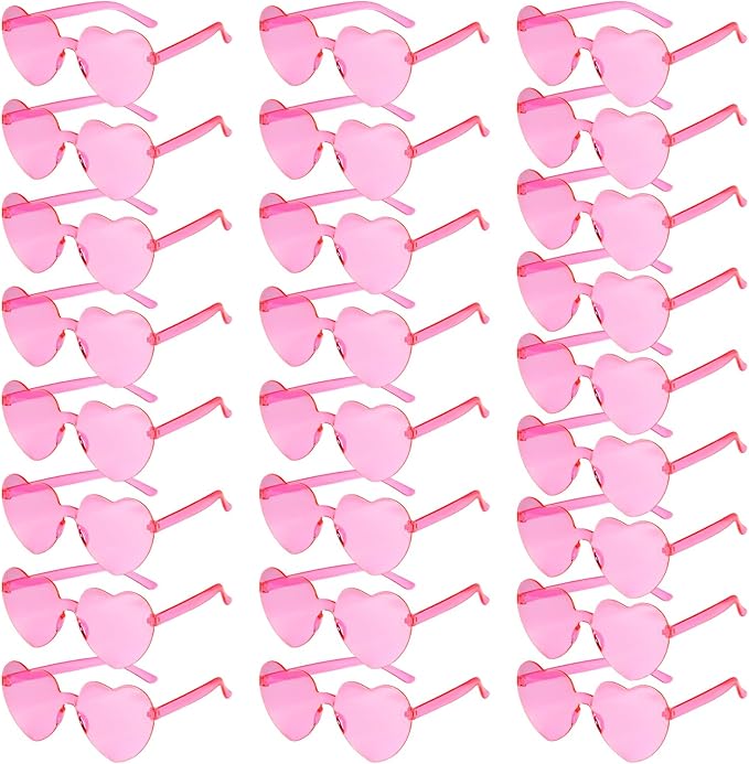PLULON Heart Sunglasses for Women 5/12/25 Pcs, Heart Glasses Valentine Day Rimless Shaped Candy Color Fun Glasses Party Favor