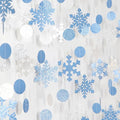 Snowflake-Snow Blue-Silver Christmas Party-Decoration Garland - 52Ft White Winter Wonderland Frozen Hanging Paper Streamers,Birthday New Year Baby Shower Supplies Classroom Decor Lasting Surprise