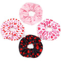 Valentines Hair Scrunchies Red Heart XOXO Hair Ties for Women Girls Elastics Ponytail Holder Valentine‘s Day Hair Tie Love Hair Ropes Valentines Hair Accessories Hair Decoration